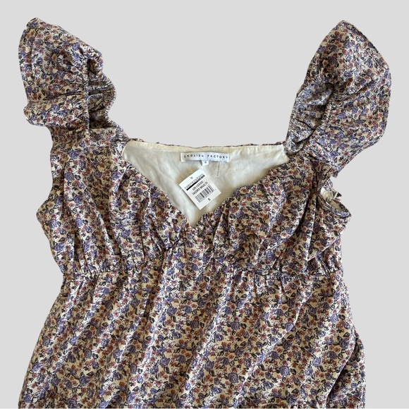 NWT English Factory Floral Ruffle Sleeve Maxi Dress in Ivory Multi - Picture 16 of 16